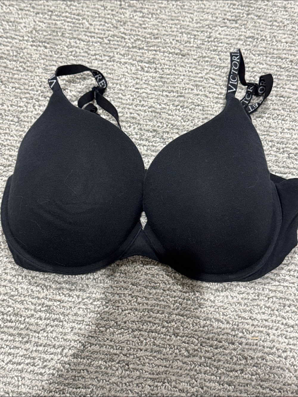 Victoria's Secret Black T-Shirt Bra with Logo Straps